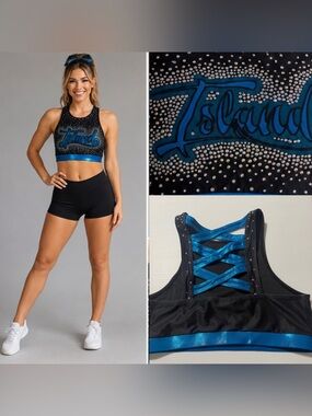 Rebel Athletic Island Elite Hawaii Cheer Crop Top  Rhinestoned MA-Medium adult